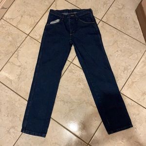 Straight leg dark wash denim mom jeans